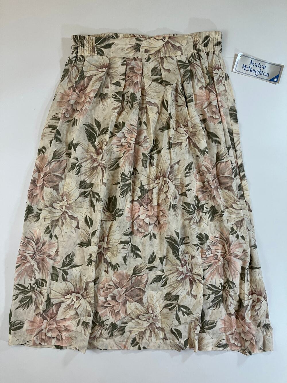 Vintage Norton McNaughton Floral Midi Skirt Women 16 NWT Rayon Made USA Pleated